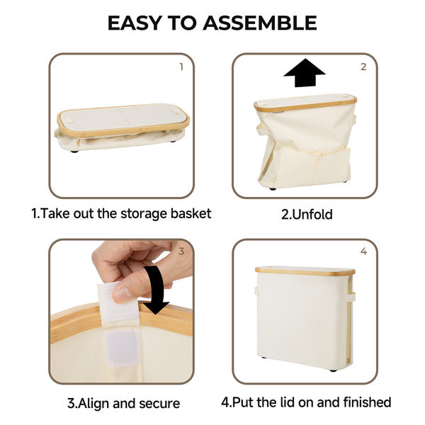 Toilet Paper Storage Baskets with Dual Flip Lids and Side Pockets