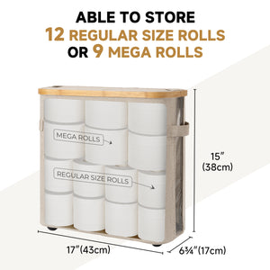 Toilet Paper Storage Baskets with Dual Flip Lids and Side Pockets