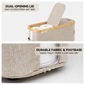 Toilet Paper Storage Baskets with Dual Flip Lids and Side Pockets