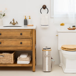 Toilet Paper Storage Baskets with Dual Flip Lids and Side Pockets