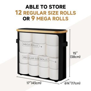 Toilet Paper Storage Baskets with Dual Flip Lids and Side Pockets