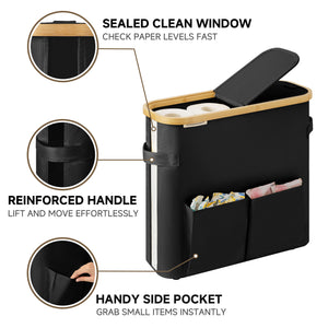 Toilet Paper Storage Baskets with Dual Flip Lids and Side Pockets