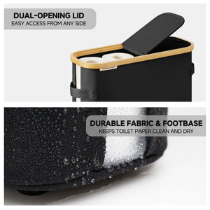 Toilet Paper Storage Baskets with Dual Flip Lids and Side Pockets