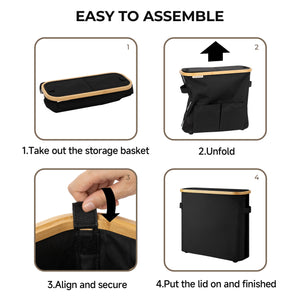 Toilet Paper Storage Baskets with Dual Flip Lids and Side Pockets