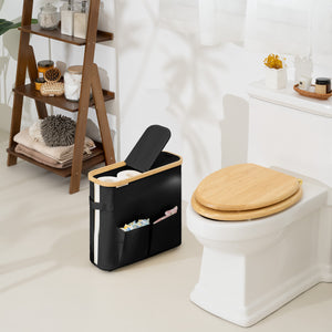 Toilet Paper Storage Baskets with Dual Flip Lids and Side Pockets