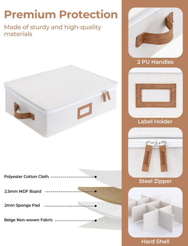 Hard Shell China Storage Boxes for Dishes, Plates and Mugs