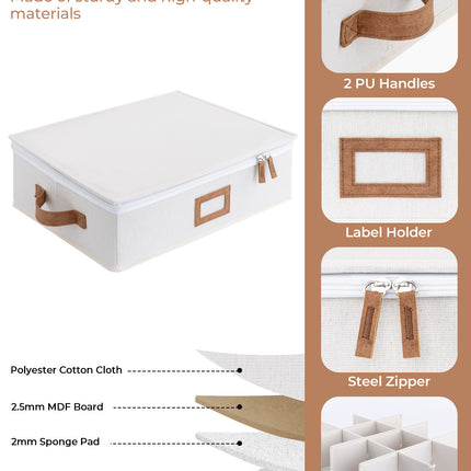 StorageWorks Hard Shell China Storage Boxes for Dishes, Plates and Mugs
