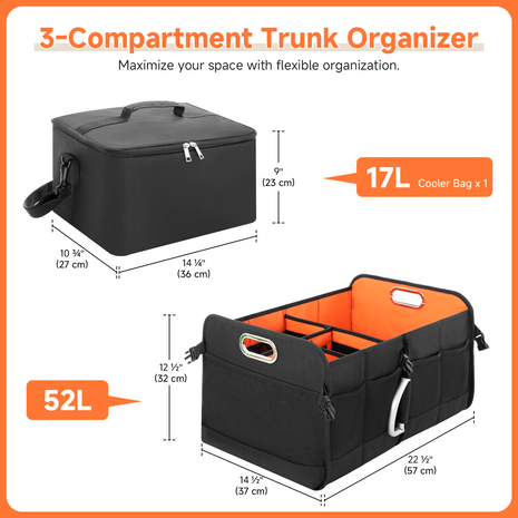 StorageWorks Trunk Organizer for SUV, Multi-Compartment Car Trunk Organizer