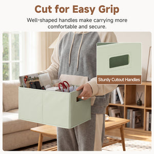 Fabric Storage Bins for Shelves, Ivory and Light Green