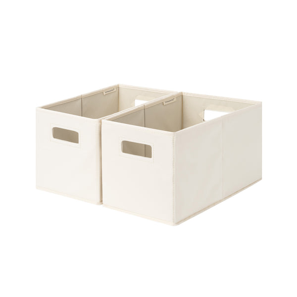 Fabric Storage Bins for Shelves, Ivory and Light Green