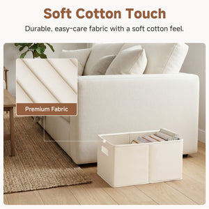 Fabric Storage Bins for Shelves, Ivory and Light Green