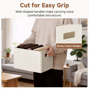 Fabric Storage Bins for Shelves, Ivory and Light Green