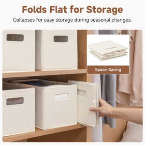 Fabric Storage Bins for Shelves, Ivory and Light Green