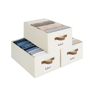 Fabric Storage Bins with Divider and Label Holder
