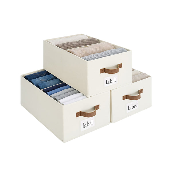 Fabric Storage Bins with Divider and Label Holder