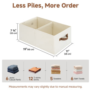 Fabric Storage Bins with Divider and Label Holder
