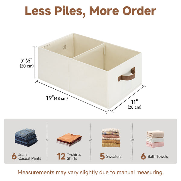 Fabric Storage Bins with Divider and Label Holder