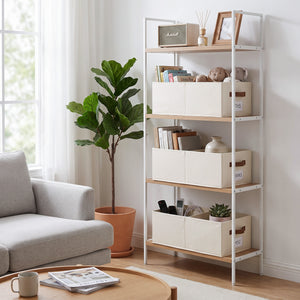 Fabric Storage Bins with Divider and Label Holder