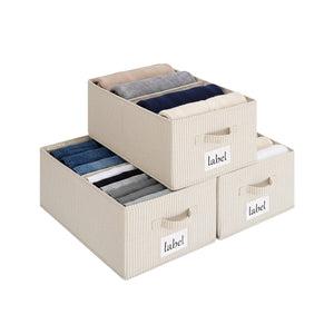 Fabric Storage Bins with Divider and Label Holder
