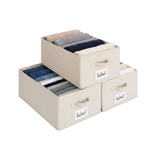 Fabric Storage Bins with Divider and Label Holder