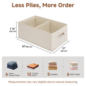 Fabric Storage Bins with Divider and Label Holder