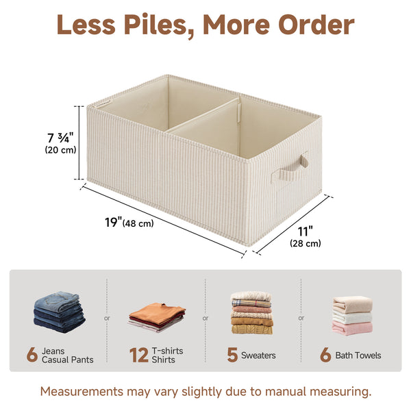 Fabric Storage Bins with Divider and Label Holder