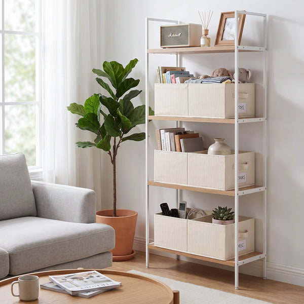 Fabric Storage Bins with Divider and Label Holder