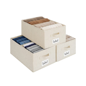 Rustic Linen Storage Bins with Divider and Label Holder