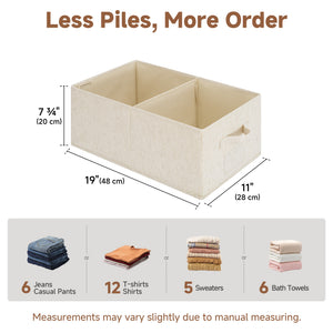 Rustic Linen Storage Bins with Divider and Label Holder