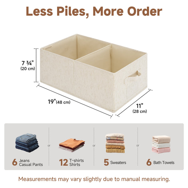 Rustic Linen Storage Bins with Divider and Label Holder