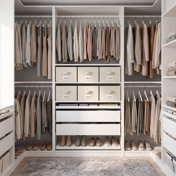 Rustic Linen Storage Bins with Divider and Label Holder