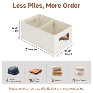 Fabric Storage Bins with Divider and Label Holder