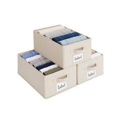 Fabric Storage Bins with Divider and Label Holder