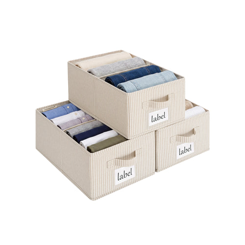 Fabric Storage Bins with Divider and Label Holder