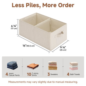 Fabric Storage Bins with Divider and Label Holder