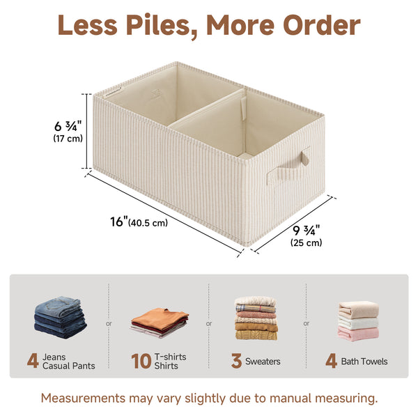 Fabric Storage Bins with Divider and Label Holder