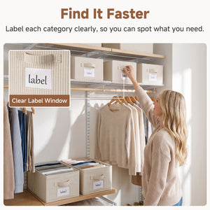Fabric Storage Bins with Divider and Label Holder