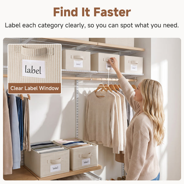 Fabric Storage Bins with Divider and Label Holder