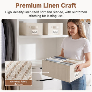 Fabric Storage Bins with Divider and Label Holder