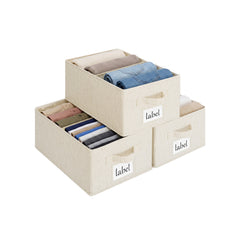 Rustic Linen Storage Bins with Divider and Label Holder