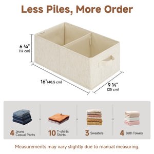 Rustic Linen Storage Bins with Divider and Label Holder