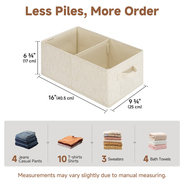 Rustic Linen Storage Bins with Divider and Label Holder