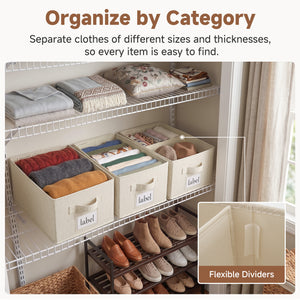 Rustic Linen Storage Bins with Divider and Label Holder