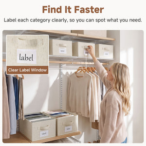 Rustic Linen Storage Bins with Divider and Label Holder