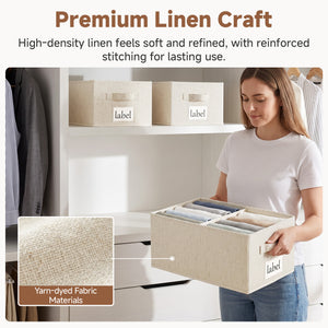 Rustic Linen Storage Bins with Divider and Label Holder