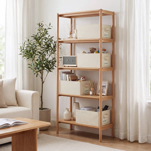 Rustic Linen Storage Bins with Divider and Label Holder