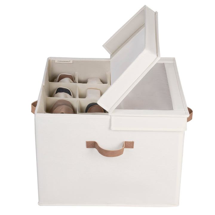 Fabric Shoe Storage Box with Lid