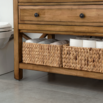 StorageWorks Wicker Baskets with Built-in Handles, Set of 3 (1PC Large, 2PCS Medium)