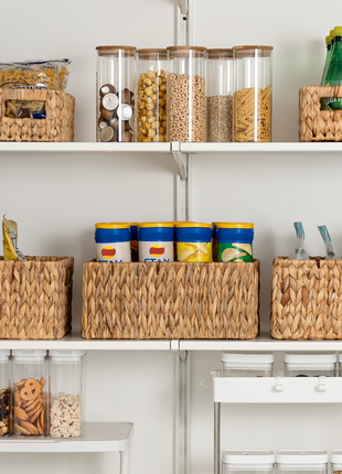 Wicker Baskets with Built-in Handles, Set of 3 (1PC Large, 2PCS Medium)