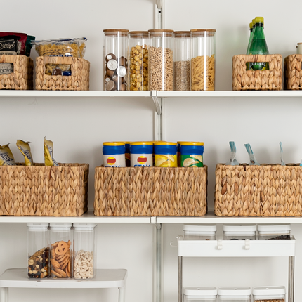 StorageWorks Wicker Baskets with Built-in Handles, Set of 3 (1PC Large, 2PCS Medium)